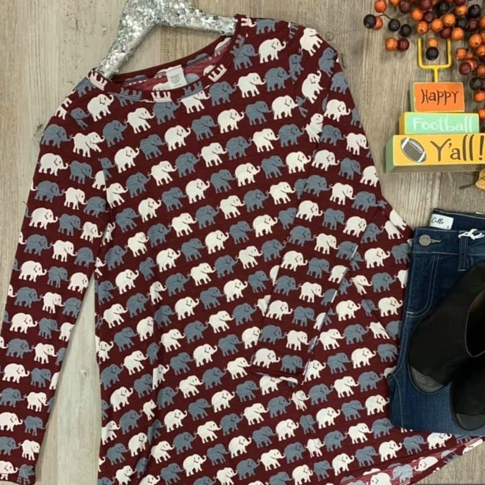 Elephant Print Gameday Tunic NWOT